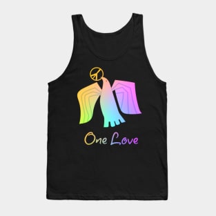 One Love Dove Holding a Peace Sign Tank Top